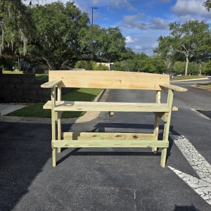Secondary image for the Custom Two-Person Wooden Bench with Cup Holders – Handmade by Cario High School Construction Class Auction Item