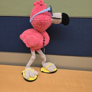 Secondary image for the Crocheted Flamingo – “Frannie the Fabulous Flamingo” 🦩 Auction Item