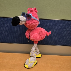 Secondary image for the Crocheted Flamingo – “Frannie the Fabulous Flamingo” 🦩 Auction Item