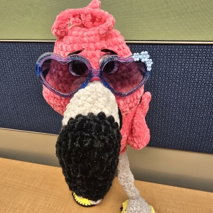 Secondary image for the Crocheted Flamingo – “Frannie the Fabulous Flamingo” 🦩 Auction Item