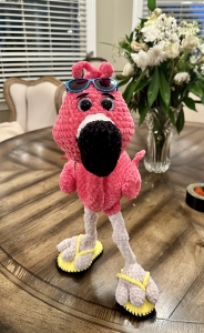 Secondary image for the Crocheted Flamingo – “Frannie the Fabulous Flamingo” 🦩 Auction Item