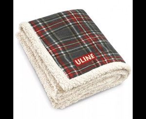 Primary image for the 60 - Lamb's Wool Throw - Grey/Red Plaid Auction Item