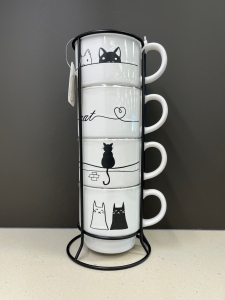Primary image for the 59 - Cat Mugs with Stand Auction Item