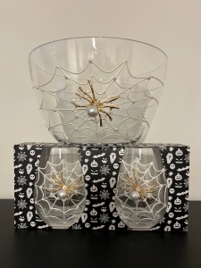 Primary image for the 97 - Spiderweb Bowl and Stemless Wine Glasses Auction Item