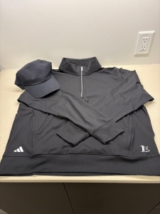 Primary image for the 83 - Ladies Long-Sleeved Quarter Zip  Pullover and Black Baseball Hat Auction Item