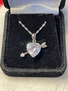 Primary image for the 137 - Sterling Silver Necklace with Crystal Heart Pendant  Auction Item