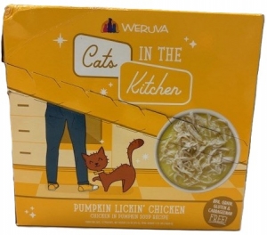 Primary image for the Weruva (CAT) Cats in the Kitchen, pumpkin licken chicken, 12 x 3oz, damage: pkg Auction Item