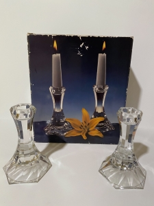 Secondary image for the Pair of Lead Crystal Candlestick holders Auction Item