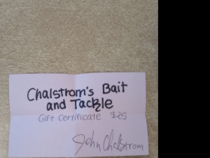 Primary image for the Item #62 $25 Chalstroms Bait, Tackle & Archery Gift Certificate Auction Item