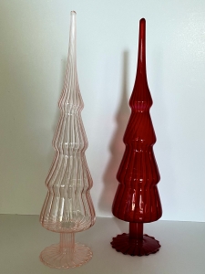 Primary image for the Two Glass Trees, One Pink and One Red. Auction Item