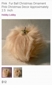 Secondary image for the Pink Fur Christmas Ornaments Auction Item