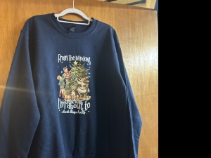 Primary image for the Deck the Halls Sweatshirt. Navy Blue, Size M Auction Item