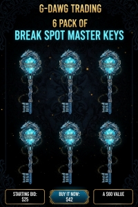 Primary image for the 6 Pack of Break Spot Master Keys/Good for 6 Break Spots in any Break(s) at G-Dawg Trading of any Value~  Auction Item