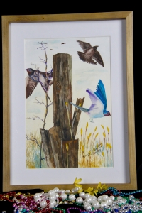 Primary image for the Original, quality framed, watercolor and pen - Dinner Time Auction Item