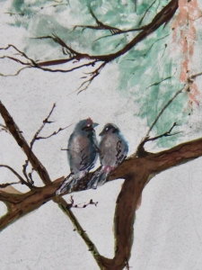 Secondary image for the Original unframed watercolor and pen - Love is in the Air Auction Item