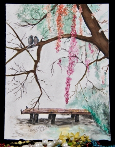 Primary image for the Original unframed watercolor and pen - Love is in the Air Auction Item