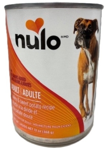 Primary image for the DOG Nulo Turkey & Sweet Potato 12 x 13 oz Cans Damaged Pkg/Dents Auction Item