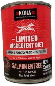 Primary image for the DOG, Koha Salmon Entree 12 x 13 oz Cans  Damaged Pkg/Dents Auction Item