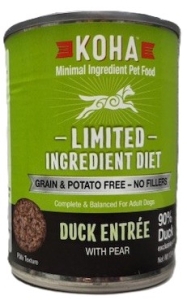Primary image for the DOG, Koha Duck Entree 12 x 13 oz Cans  Damaged Pkg/Dents Auction Item