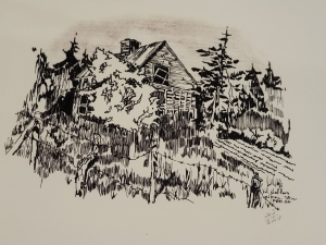 Secondary image for the NOSTALGIC PEN & INK DRAWING PRINT #2 Auction Item