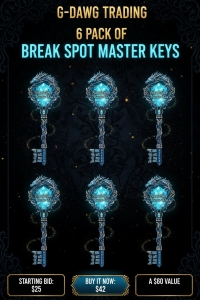 Primary image for the 6 Pack of Break Spot Master Keys/Good for 6 Break Spots in any Break(s) at G-Dawg Trading of any Value~ Auction Item