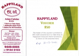 Primary image for the HAPPYLAND ASIAN CUISINE IN NORTH TURRAMURRA NSW - VOUCHER Auction Item